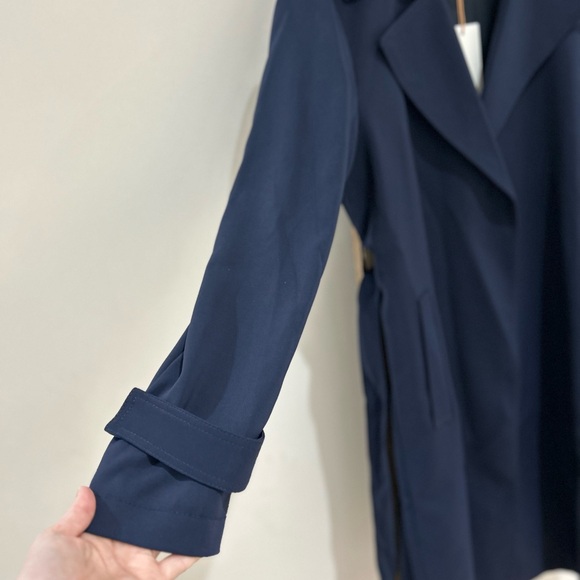 Quince Stretch Crepe Trench Coat Navy Blue Women’s Size Medium NWT - Picture 3 of 7
